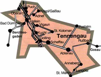 карта  Тенненгау (Tennengau) в Австрии